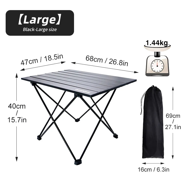 PACOONE Portable Camping Table – Ultralight, Foldable Aluminium Desk for Hiking, BBQ & Picnic
