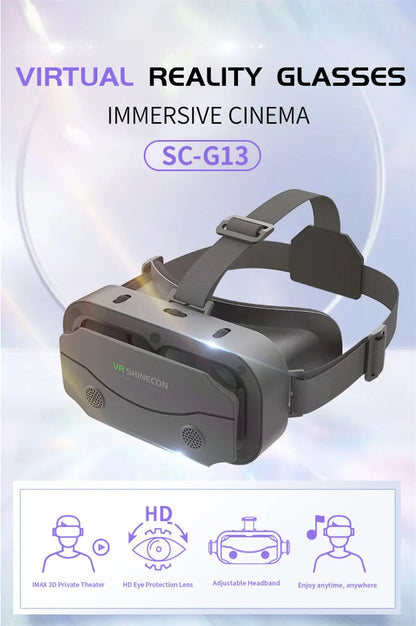 G13 IMAX Giant Screen VR Glasses — 3D Virtual Reality Helmet for 4.7–7" Phones, Game Controller Compatible