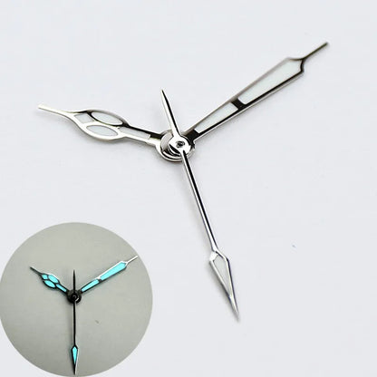 High-Quality Vintage Watch Hands - Polished BGW9 & C3 Luminescent Blue/Green Pointer for Seiko NH35/NH36 Movement Conversion