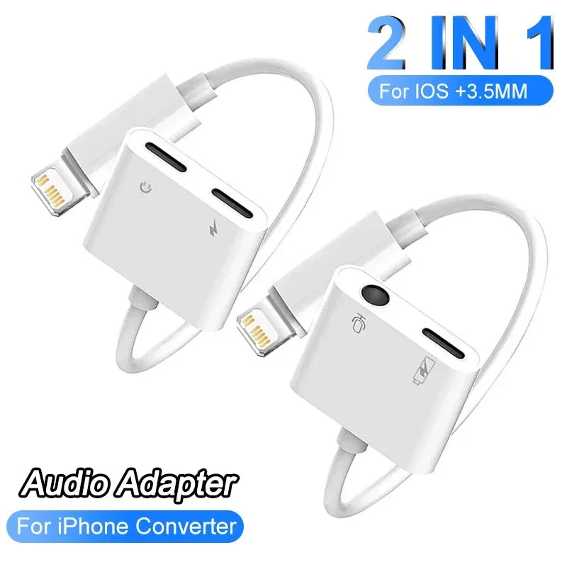 iPhone Audio Adapter – 3.5mm Aux Headphone Jack to Lightning Splitter Converter for iPhone 14/13/12/11 Pro Max