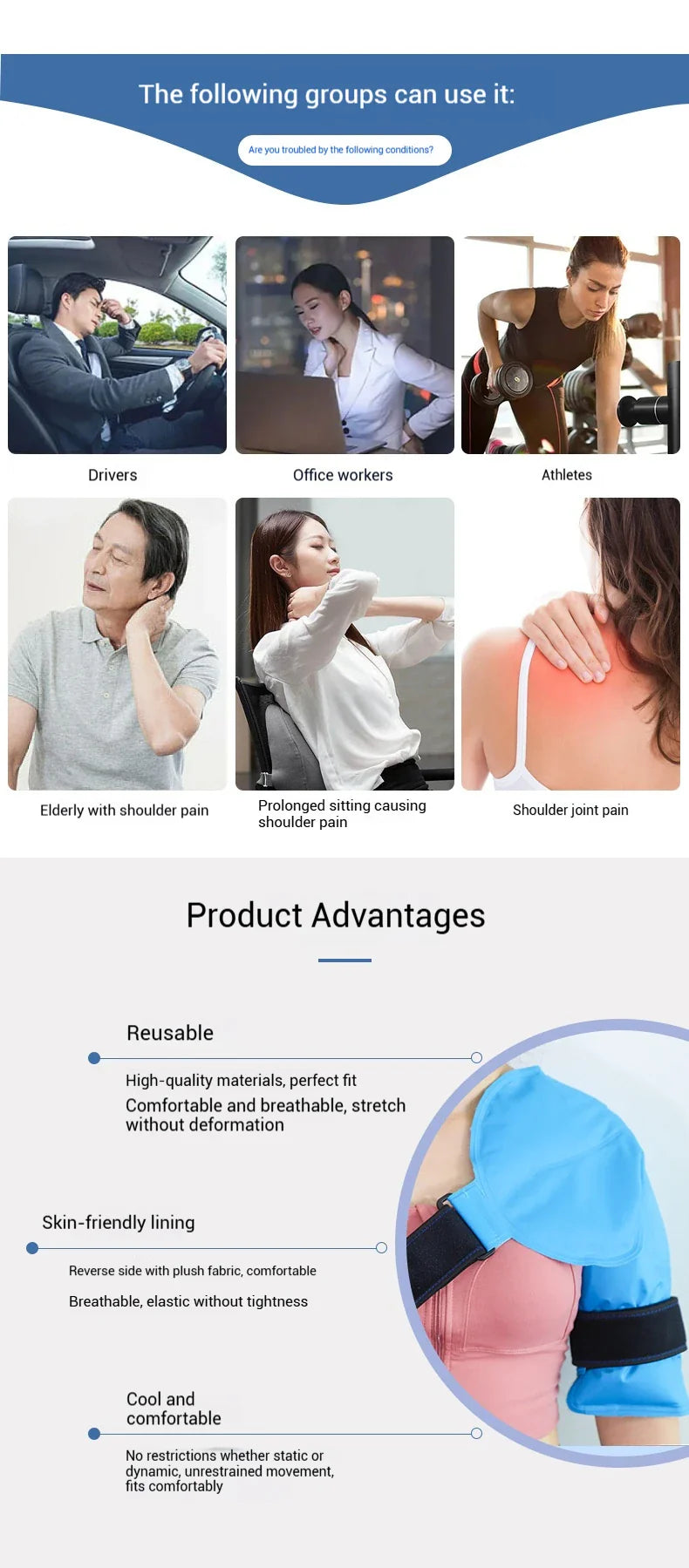 Adjustable Shoulder Ice Pack Wrap — Hot & Cold Gel Compress Support for Pain Relief & Injury Recovery