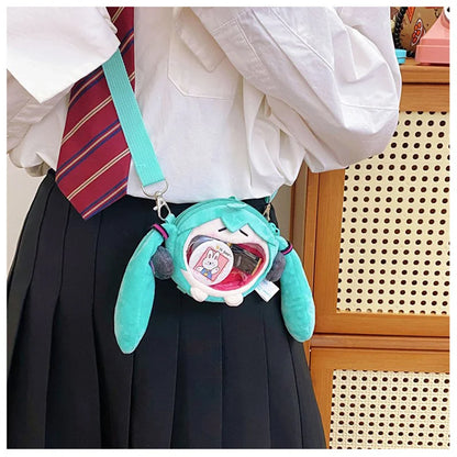 Hatsune Miku Coin Purse Shoulder Bag – Kawaii 14cm Plush Headphone Bag, Cartoon Crossbody Keychain Pendant, Perfect Girl Gift