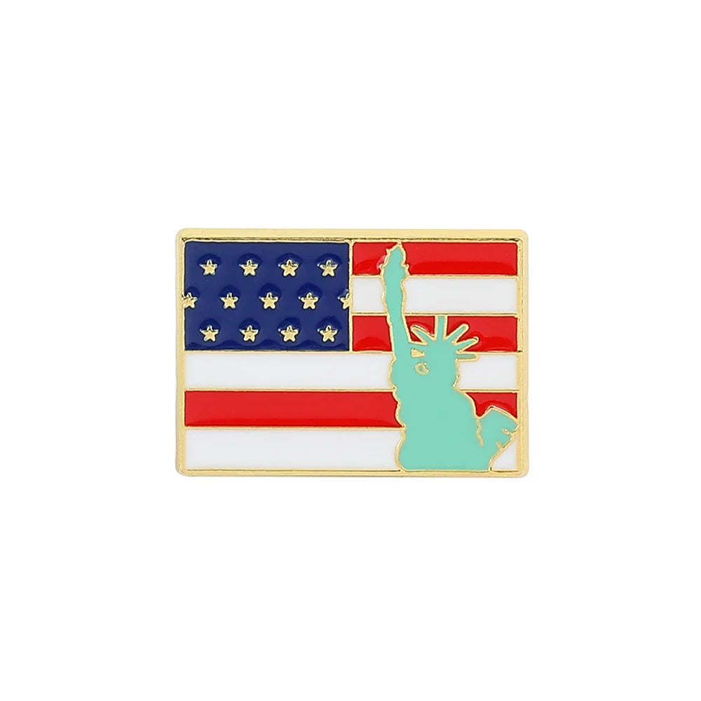 USA Flag Lapel Pin – Cute Coat of Arms & American Map Brooch, National Emblem Button Badge