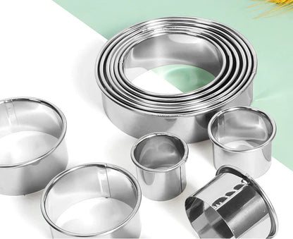 11pcs Round Stainless Steel Biscuit & Dough Cutter Set – Dumpling Skin, Cookie & Pastry Molds for Baking