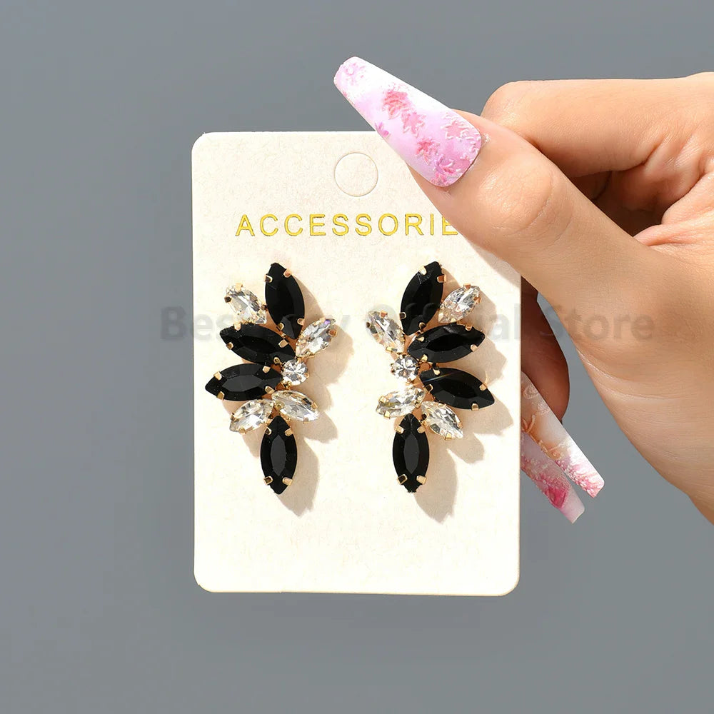 2025 Luxury Green Rhinestone Earrings – Vintage Geometric Wing Statement Jewelry for Women