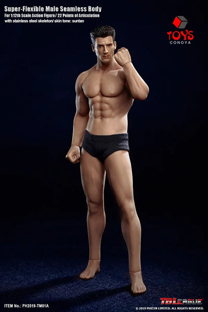 TBLeague Phicen 1/12 Male Action Figure Body - Super Flexible Seamless Suntan Skin Steel Skeleton Doll