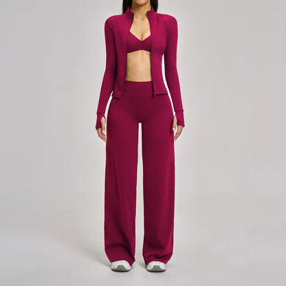Women’s 2/3PCS Yoga Set – Long Sleeve Sports Bra & High Waist Leggings Gym Workout Tracksuit Fitness Athletic Wear Outfit