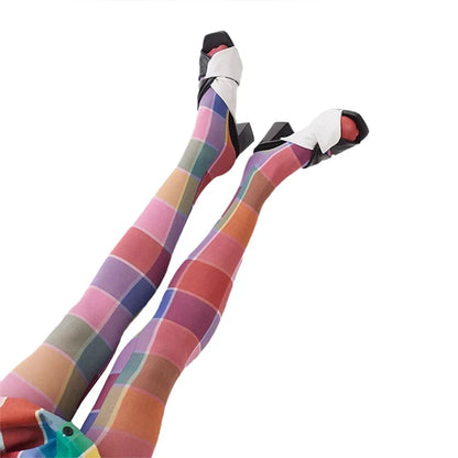 Women’s Patterned Pantyhose – Y2K Tie-Dye Sheer Tights with Hollow Mesh, Funky Grunge Streetwear Leggings