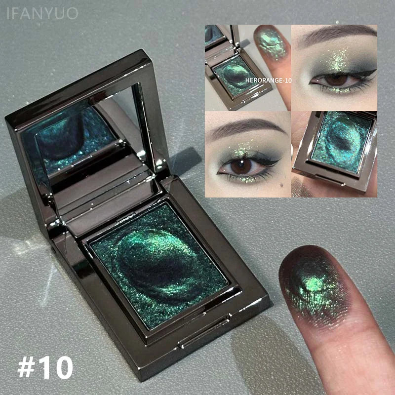 Chameleon Dark Green Eyeshadow Palette – Sparkling Pearlescent Mashed Potato Eye Shadow for Brightening Makeup