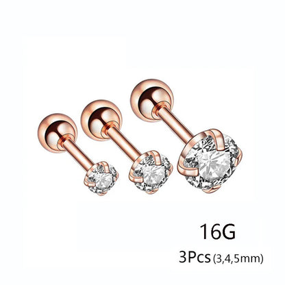 20G Titanium Stud Earrings – Hypoallergenic Tiny Cubic Zirconia Screw Back Cartilage & Tragus Piercing Jewelry