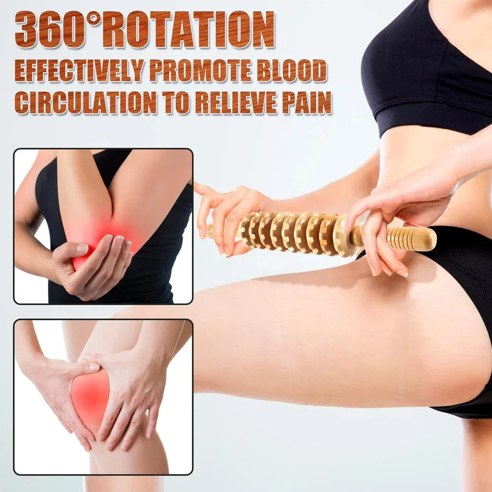 Curved Wooden Cellulite Roller – Body Shaping Massage Tool for Stomach & Lymphatic Drainage Therapy