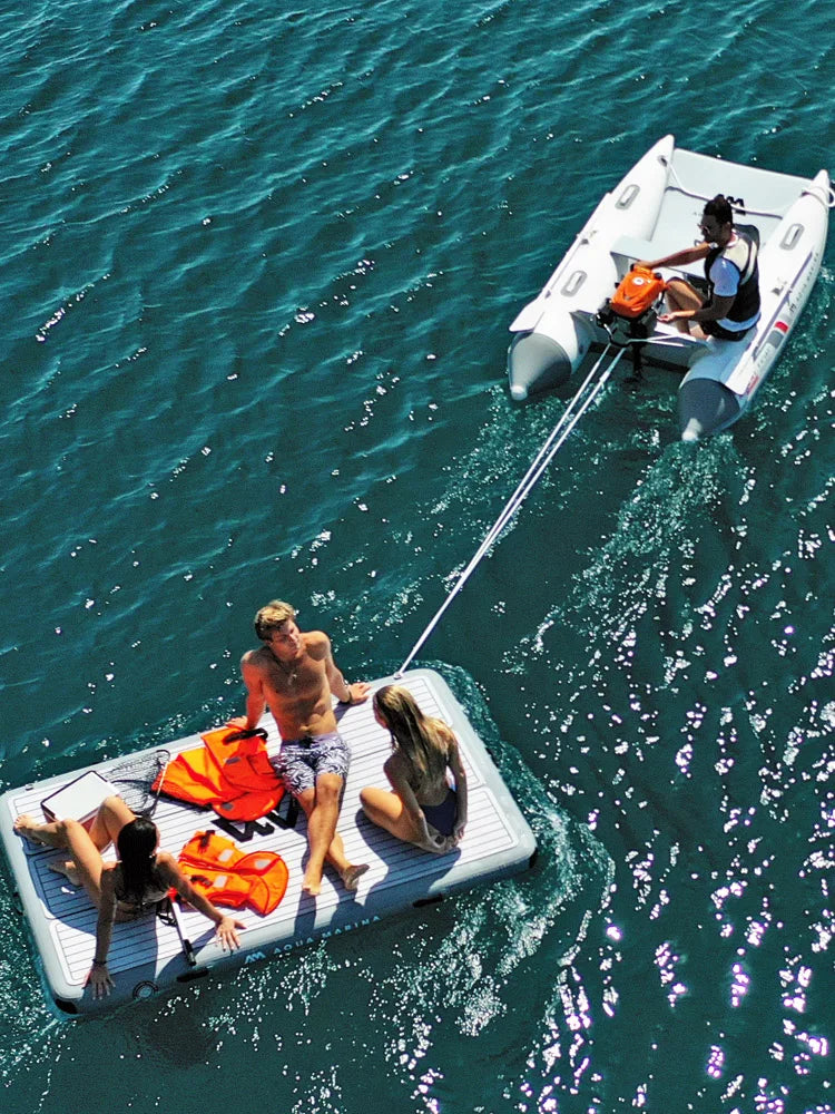AQUA MARINA AIRCAT Inflatable Boat – Double Tube Catamaran Dinghy Raft with Drop Stitch Floor for Fishing & Water Sports