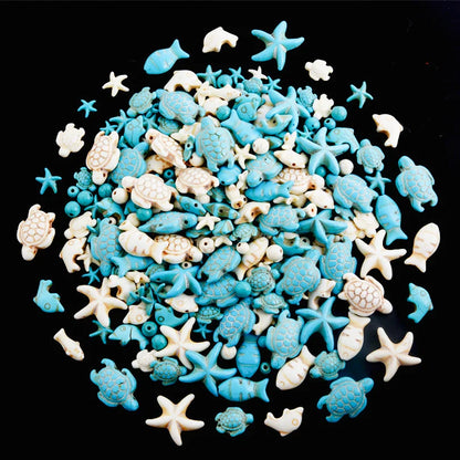 10/20/30PCS Colorful Ceramic Animal Beads – 2mm Hole Clownfish, Turtle, Star & Conch Shell for DIY Jewelry, Bracelets & Crafts