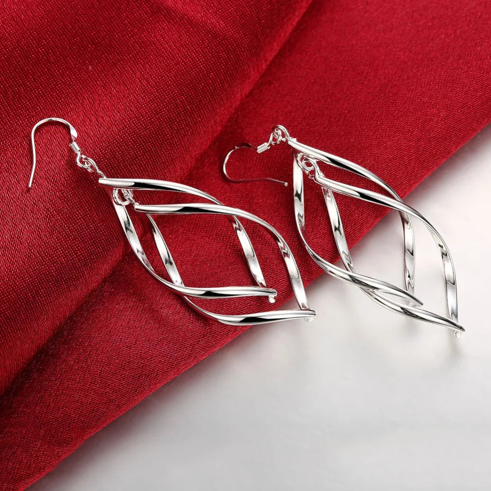 New Arrival 925 Sterling Silver Wedding Earrings: High-Quality Long Hanging Drop Hoops for Women - Elegant Jewelry Accessory