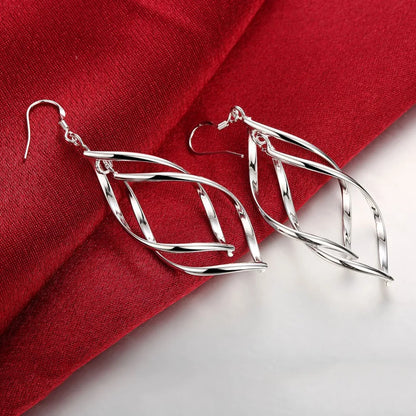 New Arrival 925 Sterling Silver Wedding Earrings: High-Quality Long Hanging Drop Hoops for Women - Elegant Jewelry Accessory