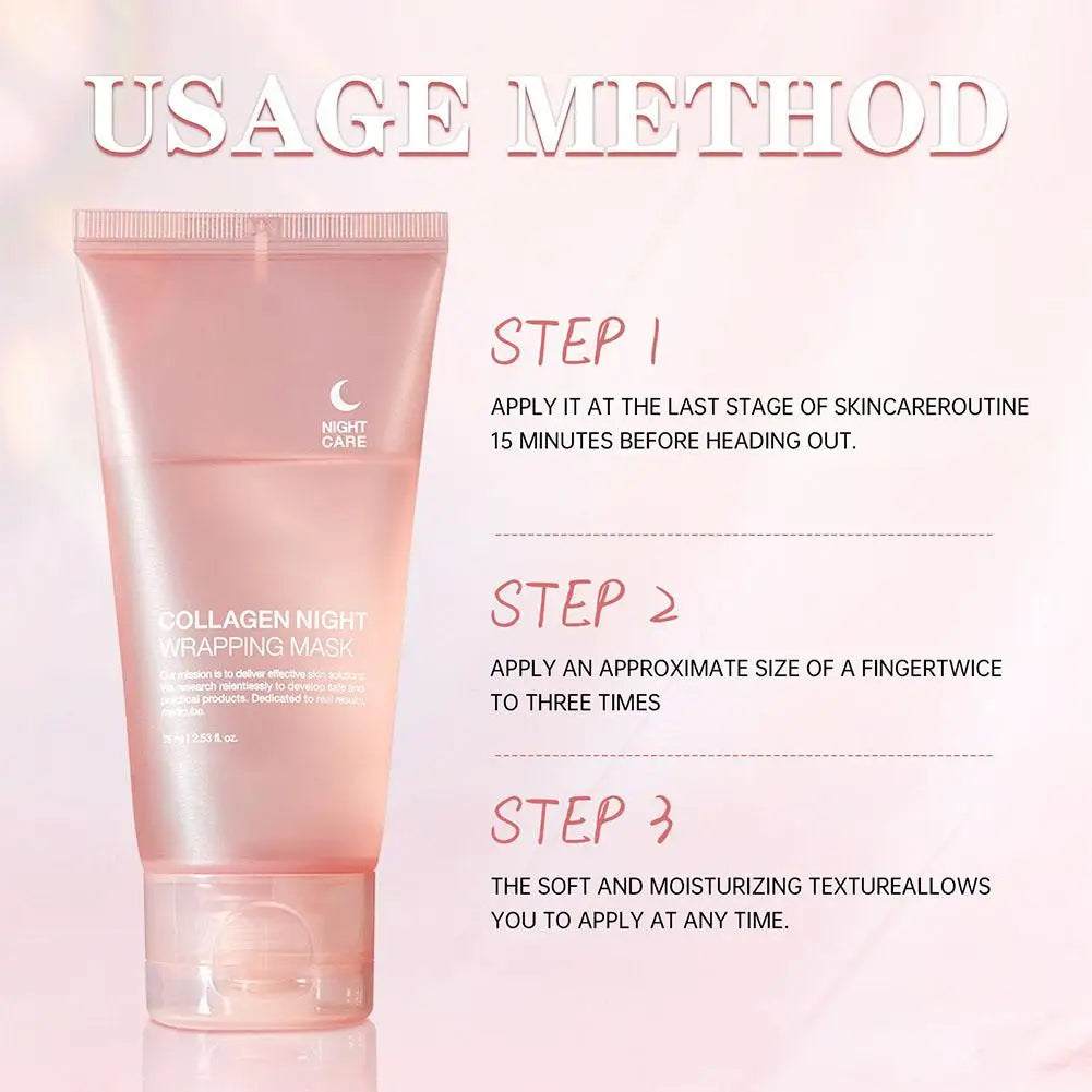 Hydrolyzed Collagen Overnight Facial Mask - Peel-Off Hydrating & Firming Mask, Reduces Sagging & Dullness, Boosts Elasticity