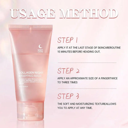Hydrolyzed Collagen Overnight Facial Mask - Peel-Off Hydrating & Firming Mask, Reduces Sagging & Dullness, Boosts Elasticity