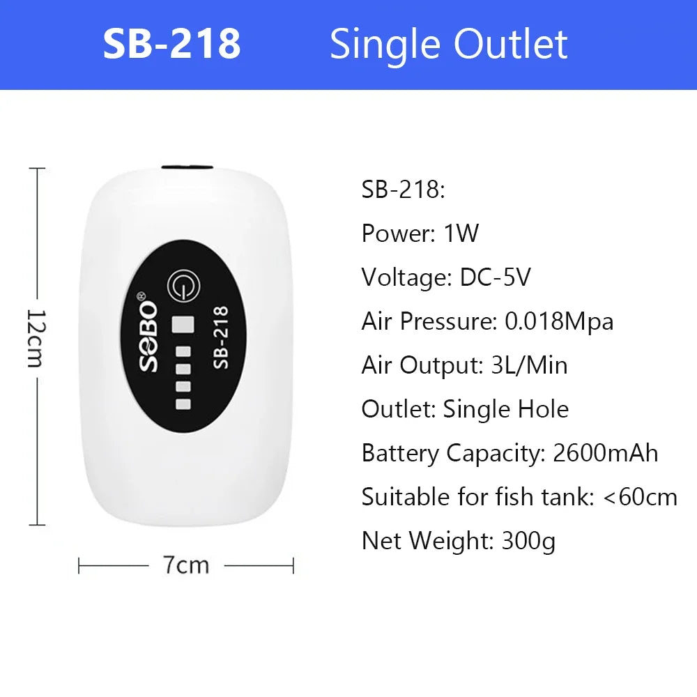 4800mAh USB Aquarium Air Pump - Portable & Ultra Silent Fish Tank Compressor for Indoor/Outdoor Use