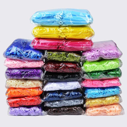 100pcs Organza Gift Bags – 7×9, 9×12, 10×15, 13×18cm Wedding & Jewelry Pouches