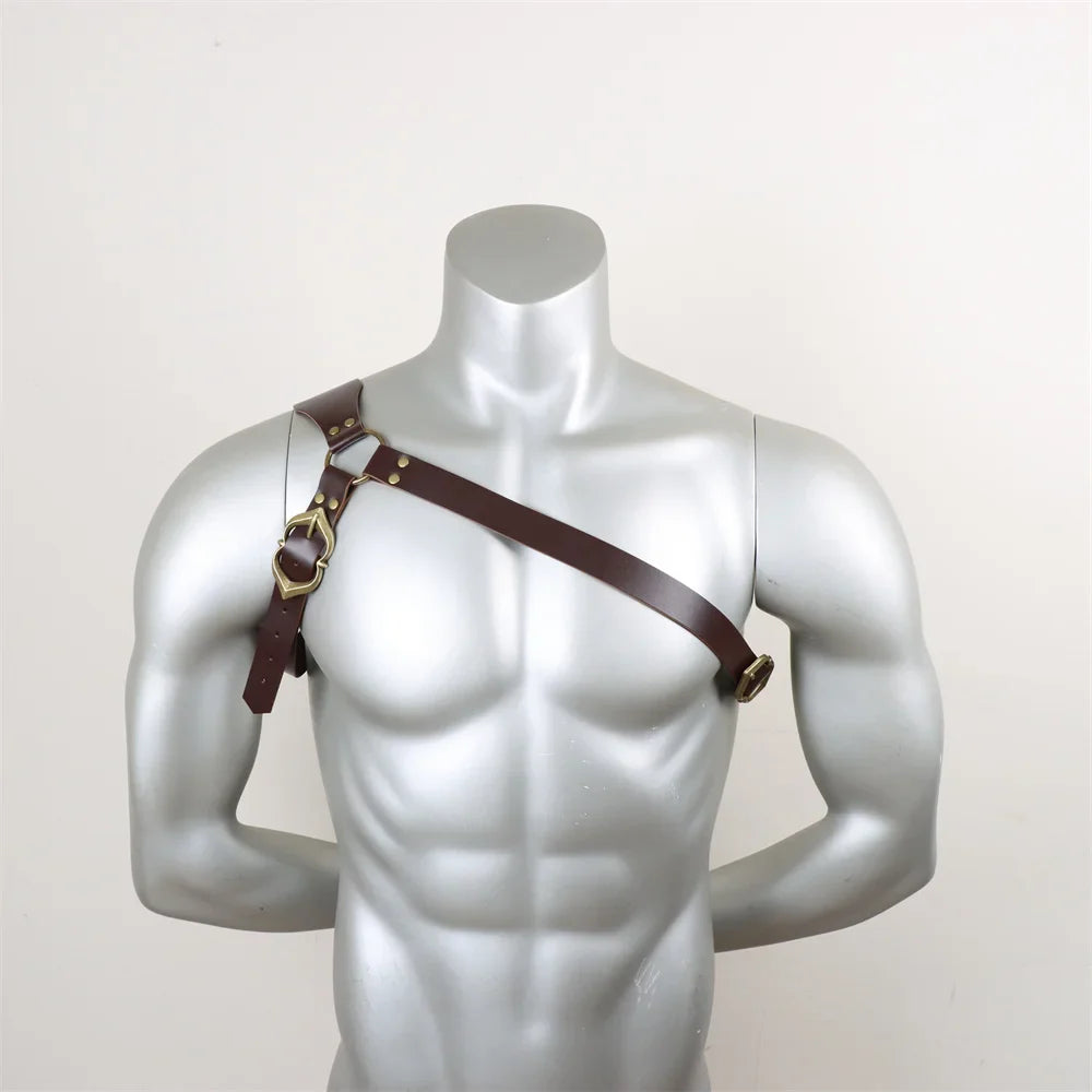 Medieval Sword Shoulder Double Back Scabbard - PU Leather Rapier Sheath with Buckle Strap for Viking Knight Cosplay