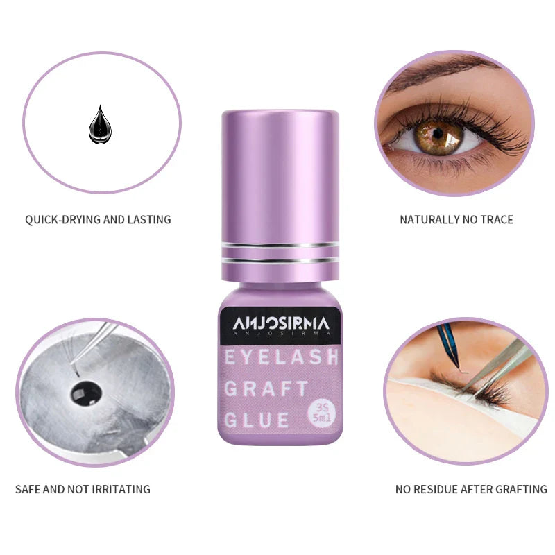 ANJOSIRMA Fast Drying Fake Eyelash Gel 5ml – Instant Eyelash Extension in 1-2 Seconds