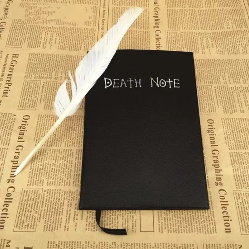 A5 Anime Notebook Set – Leather Journal, Feather Pen, Animation Art Writing Notepad, Christmas Gift