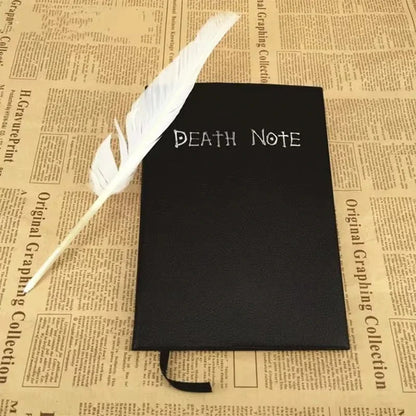 A5 Anime Notebook Set – Leather Journal, Feather Pen, Animation Art Writing Notepad, Christmas Gift