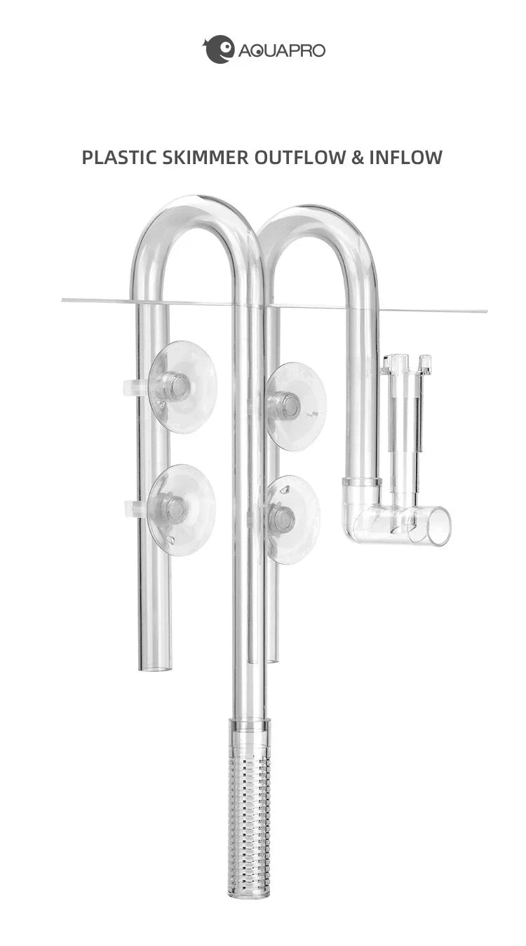 AQUAPRO Aquarium Inlet & Outlet Pipe Set – Plastic Skimmer Lily Flow for Fish Tanks & Bowls