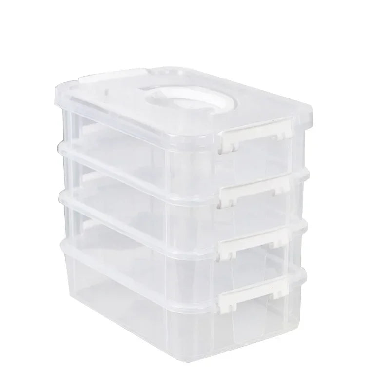 4-Layer Stackable Transparent Organizer – Multi-Tier Plastic Storage Box for Kids Toys, Makeup, Jewelry, Office & School