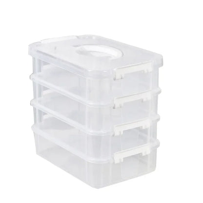 4-Layer Stackable Transparent Organizer – Multi-Tier Plastic Storage Box for Kids Toys, Makeup, Jewelry, Office & School