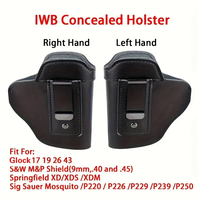 IWB Cowhide Concealed Gun Holster – Inner Belt for Glock 17/19/43, S&W M&P, P220/P226/P229, XD/XDS, Hunting