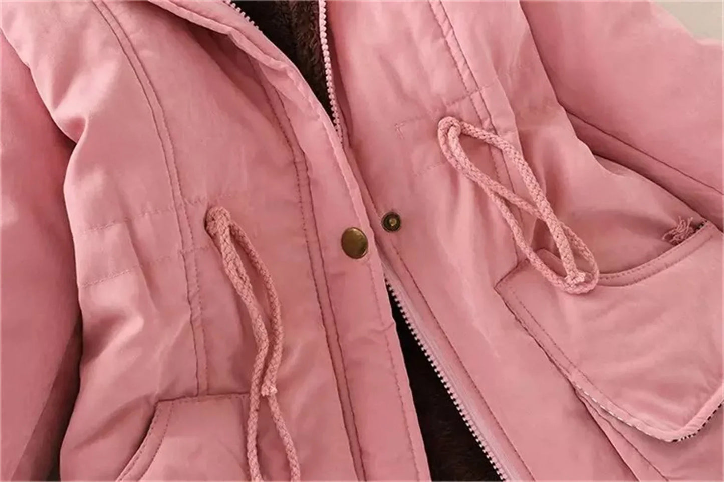 Fleece-Lined Hooded Down Jacket for Women – Warm Padded Parka, Casual Korean Streetwear Winter Coat