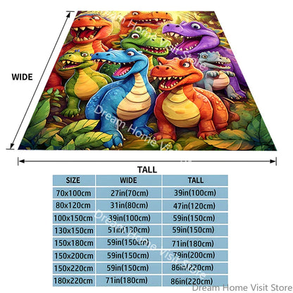 Flannel Throw Blanket – Cute Smiling Dinosaur HD Digital Print, Warm Blanket for Sofa, Bed, Office, Travel, and Camping