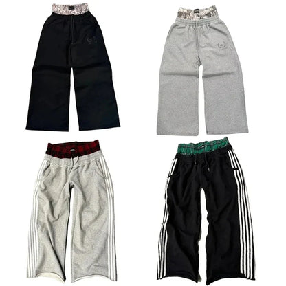 Y2K Retro Embroidered Sweatpants - Unisex Harajuku Goth Wide Leg Baggy Streetwear