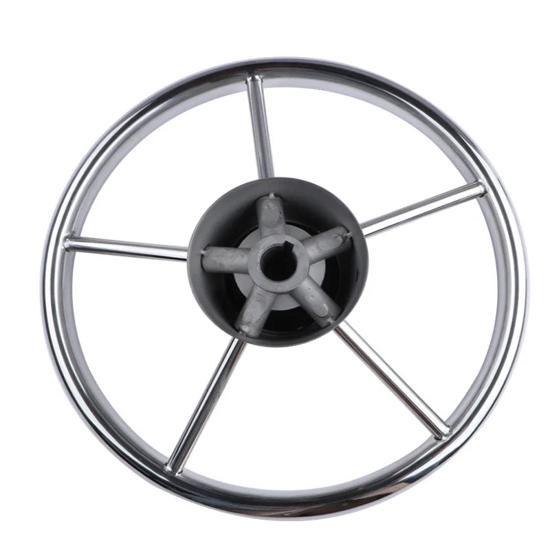 11" Stainless Steel 5-Spoke Boat Steering Wheel with Knob | 25° Marine Yacht Accessory