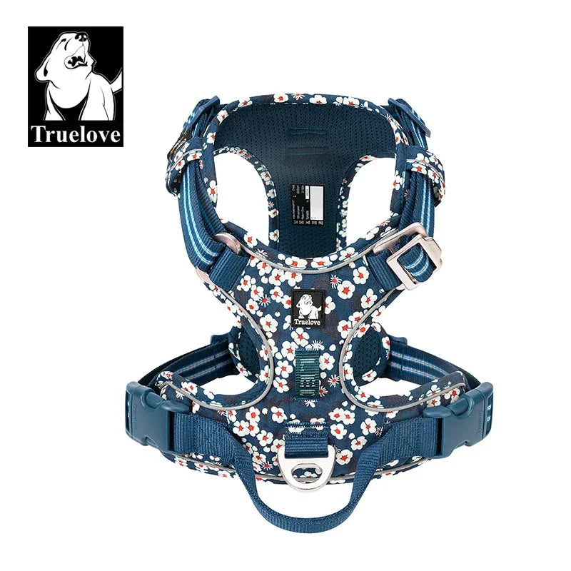 TRUE LOVE TLH5654 Reflective No-Pull Adjustable Nylon Dog Harness Step-In Comfortable Control Pet Walking Harness