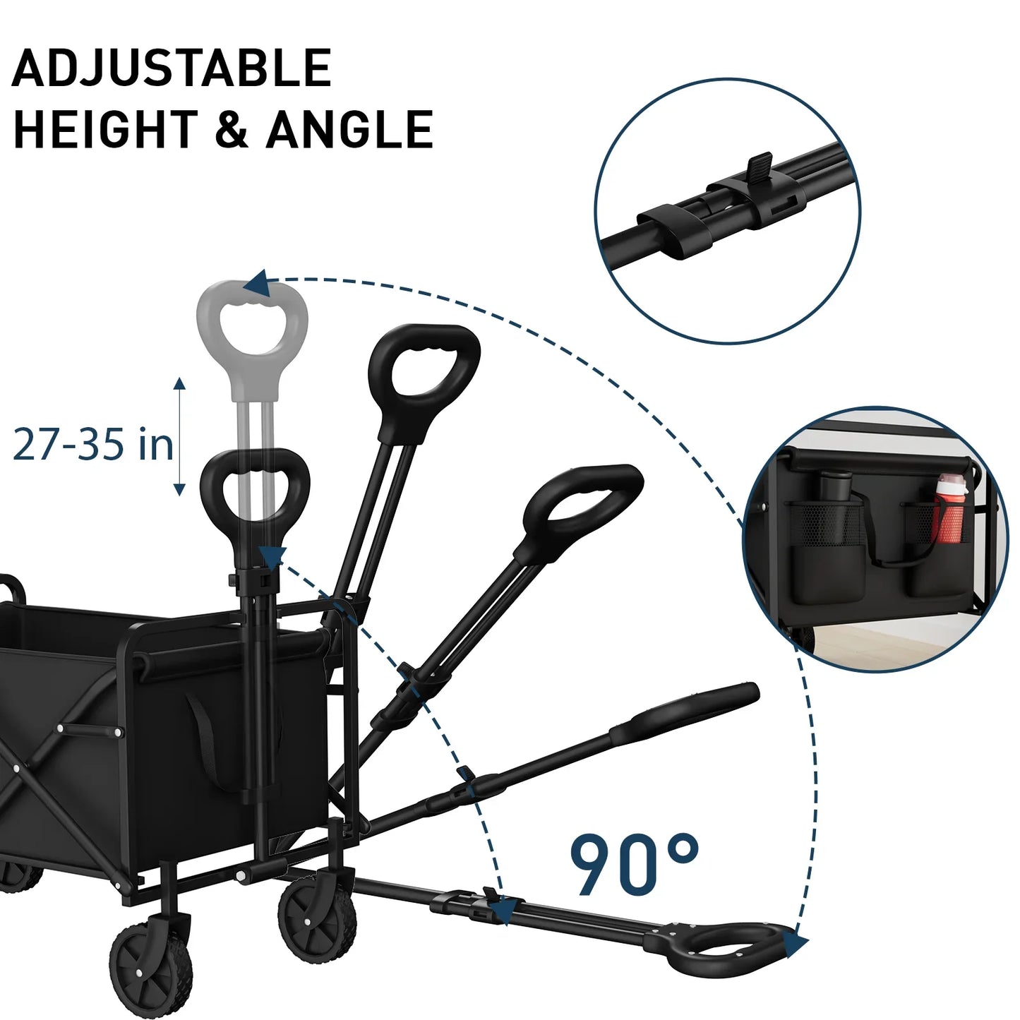 Portable Folding Handcart – Adjustable Height & Angle, Easy Fold, Heavy-Duty Load Carrier for Beach & Camping