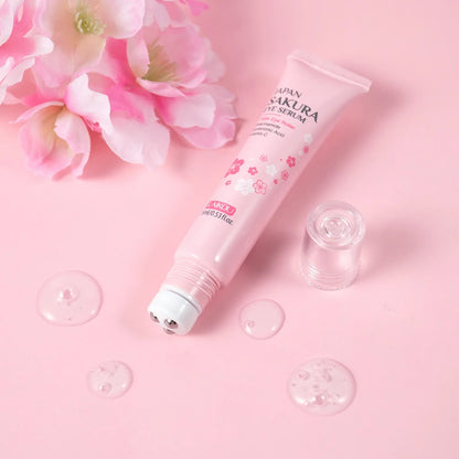 LAIKOU Sakura Eye Serum Roller — Hyaluronic Acid Moisturizing Cream for Eye Bags & Dark Circles, 15ml