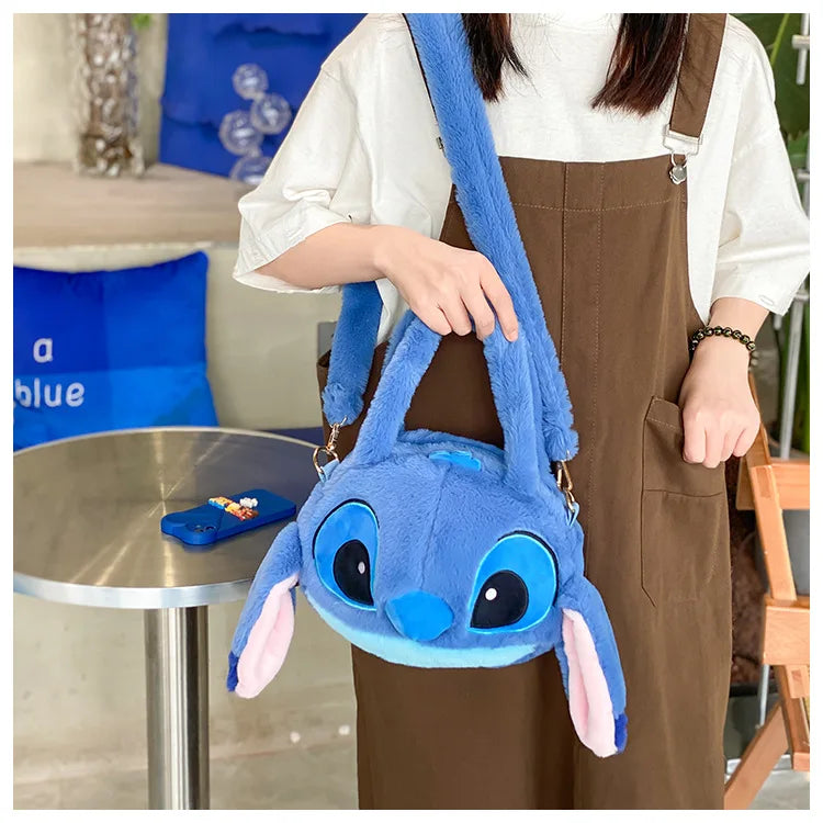 Disney Lilo & Stitch Plush Messenger Bag – Kawaii Anime Handbag for Girls, Stuffed Cartoon Plushie Soft Bag for Kids