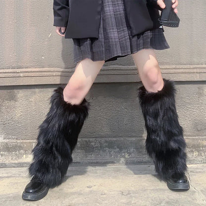 Women’s Faux Fur Leg Warmers – Fall Boot Covers & Stockings, Lolita Punk Harajuku Style Foot Warmers