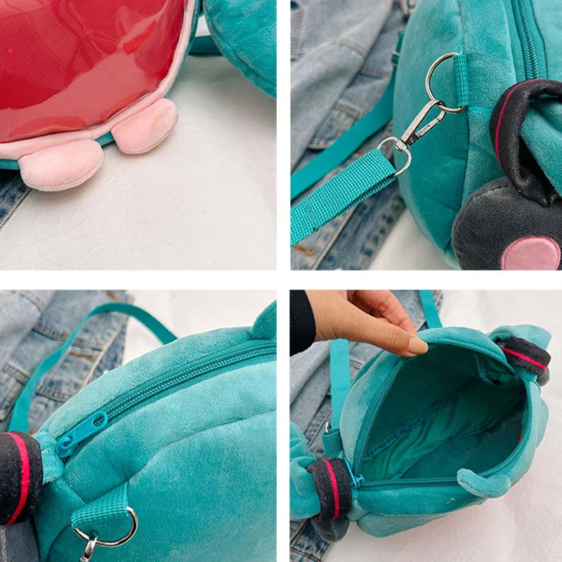 Anime Hatsune Miku Q Version Kawaii Shoulder Bag – Transparent Doll Plush Toy Backpack, Perfect Christmas Gift