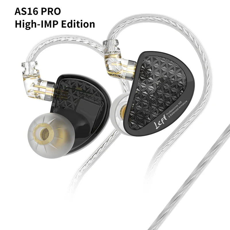 KZ AS16 PRO Wired In-Ear Headphones – 8BA Balanced Armature Earbuds with Microphone for MP3 & HiFi Bass Music