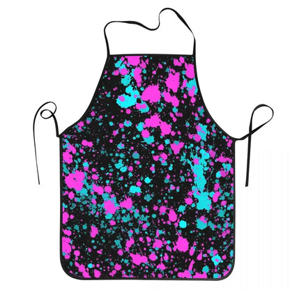 Funny Paint Splatter Bib Apron – Multicolor Kitchen Chef Artist Graffiti Cooking & Baking Tablier for Men & Women