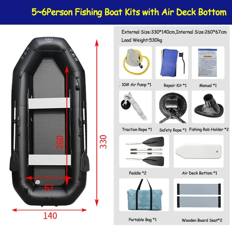 Professional Inflatable Boat Raft Dinghy for Adults – Tear-Resistant Foldable Kayak Canoe Fishing & Drifting Boat