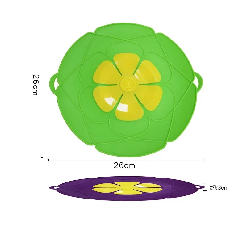 Silicone Spill Stopper Lid Cover - Flower Design, Multi-Use for Pots and Pans, Kitchen Cooking Accessories, Cookware Home Essential