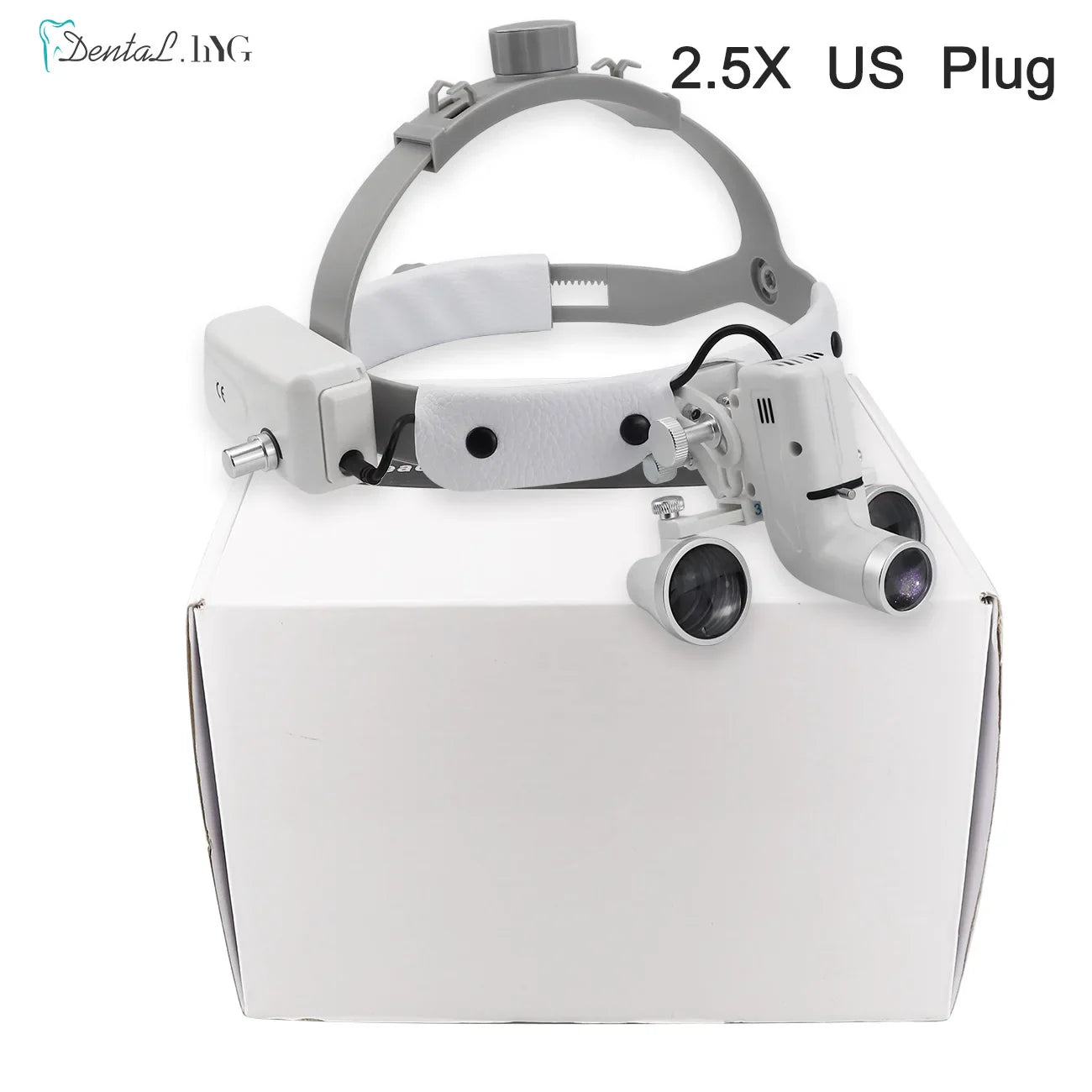 2.5X/3.5X Dental LED Loupes — Adjustable Brightness Spot Headlamp, 5W Surgical Headlight for Dental Lab