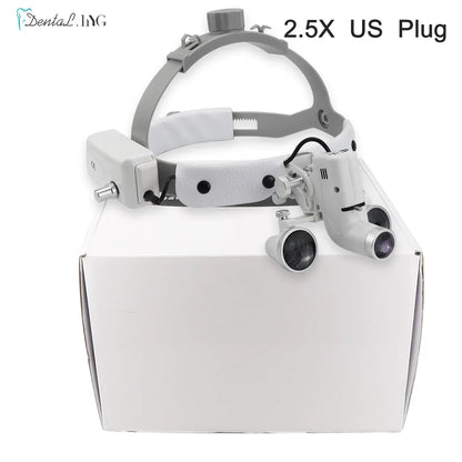 2.5X/3.5X Dental LED Loupes — Adjustable Brightness Spot Headlamp, 5W Surgical Headlight for Dental Lab