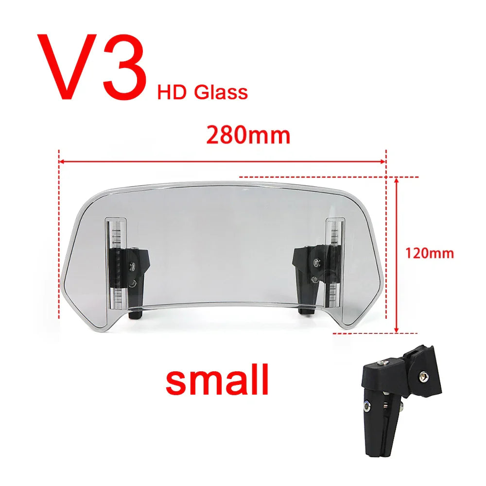 Universal Motorcycle Windshield Extension – Adjustable Clamp-On Wind Deflector Spoiler for BMW, Kawasaki, Yamaha, Honda & Suzuki Bikes