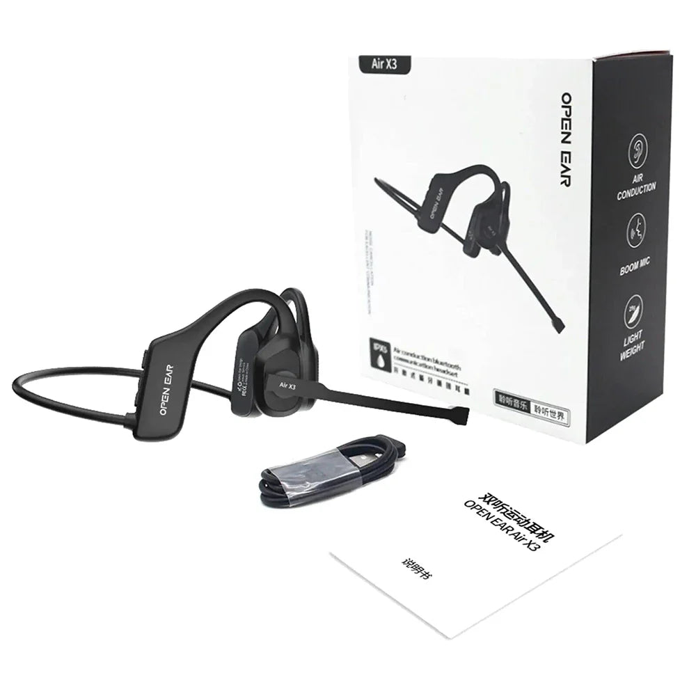 Open-Ear Bluetooth Headset — Wireless Air Conduction Headphones with Noise-Canceling Microphone for Truckers, Office & Call Centers