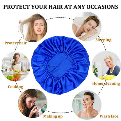Silk Large Satin Bonnet for Women - Elastic Sleep Cap for Hair Care